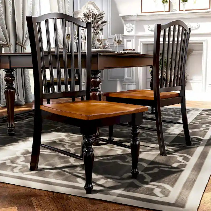 Chaises de salle à manger en bois à lattes noires Levole Farmhouse (lot de 2) par