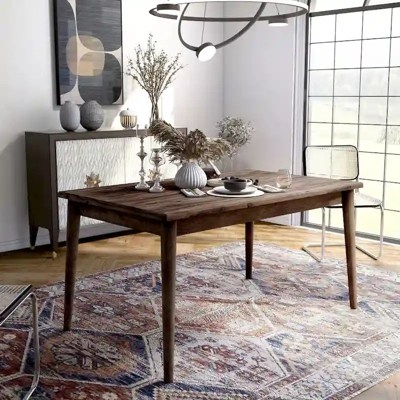  Sevo Midcentury Modern Brown 59-inch Dining Table
