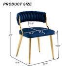 Lot de 4 Chaises de Salle à Manger en Velours avec Pieds en Métal Doré