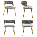 Lot de 4 Chaises de Salle à Manger en Velours avec Pieds en Métal Doré