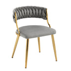 Lot de 4 Chaises de Salle à Manger en Velours avec Pieds en Métal Doré