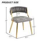 Lot de 4 Chaises de Salle à Manger en Velours avec Pieds en Métal Doré
