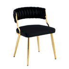 Lot de 4 Chaises de Salle à Manger en Velours avec Pieds en Métal Doré