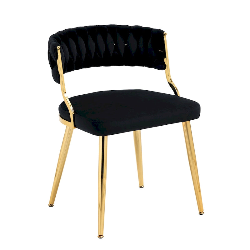 Lot de 4 Chaises de Salle à Manger en Velours avec Pieds en Métal Doré