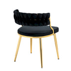 Lot de 4 Chaises de Salle à Manger en Velours avec Pieds en Métal Doré