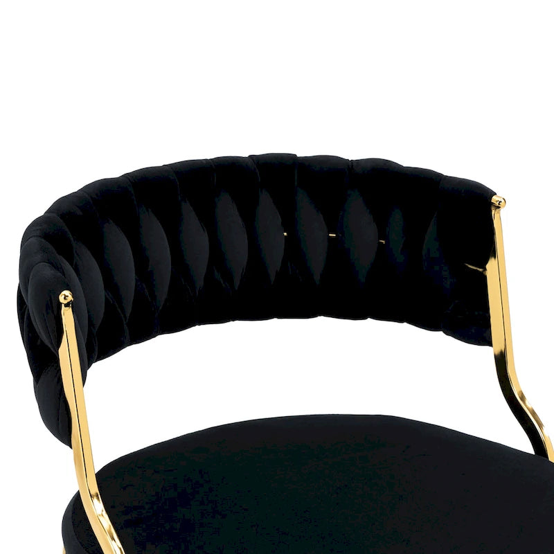 Lot de 4 Chaises de Salle à Manger en Velours avec Pieds en Métal Doré