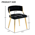 Lot de 4 Chaises de Salle à Manger en Velours avec Pieds en Métal Doré