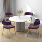 Lot de 4 Chaises de Salle à Manger en Velours avec Pieds en Métal Doré