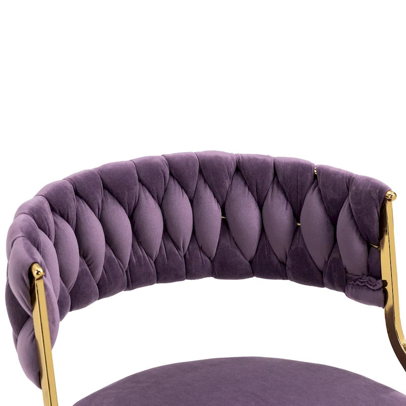 Lot de 4 Chaises de Salle à Manger en Velours avec Pieds en Métal Doré