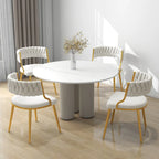 Lot de 4 Chaises de Salle à Manger en Velours avec Pieds en Métal Doré