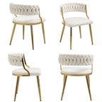 Lot de 4 Chaises de Salle à Manger en Velours avec Pieds en Métal Doré