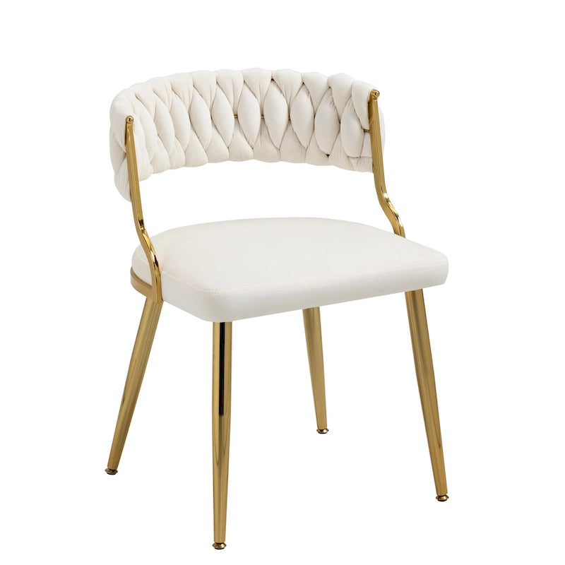 Lot de 4 Chaises de Salle à Manger en Velours avec Pieds en Métal Doré