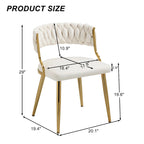 Lot de 4 Chaises de Salle à Manger en Velours avec Pieds en Métal Doré