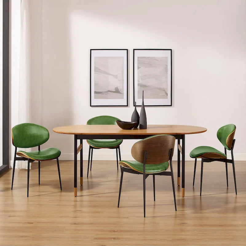Lot de 4 chaises de salle à manger vintage en bois et similicuir