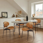 Lot de 4 chaises de salle à manger vintage en bois et similicuir