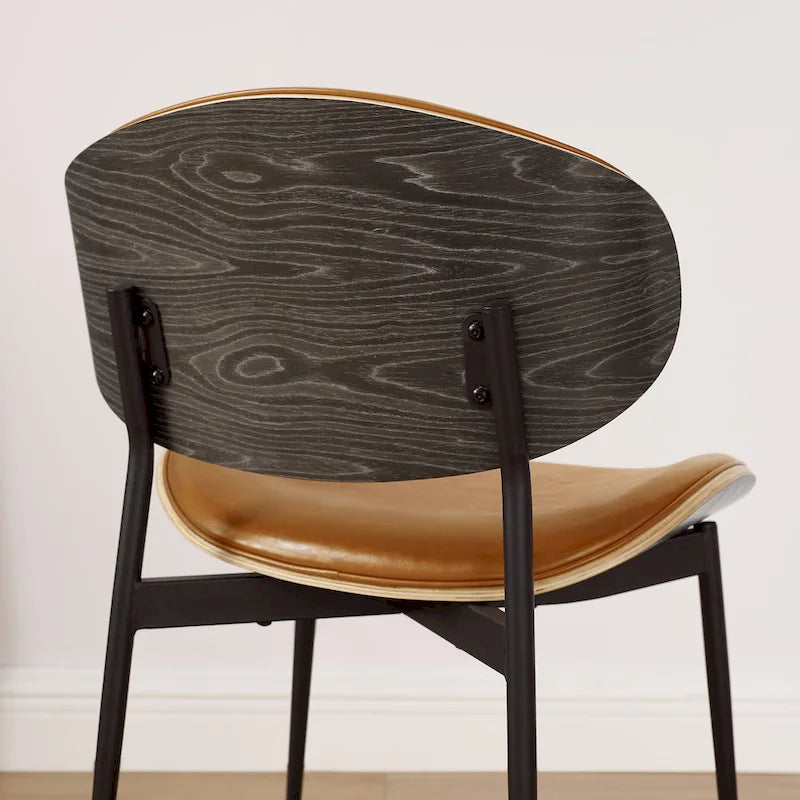Lot de 4 chaises de salle à manger vintage en bois et similicuir