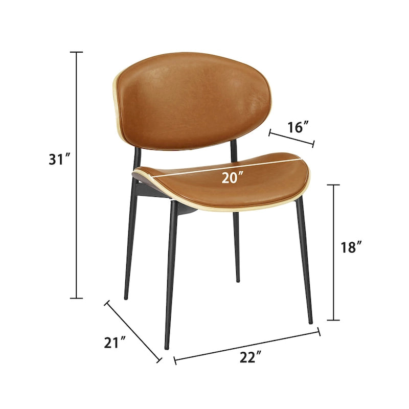 Lot de 4 chaises de salle à manger vintage en bois et similicuir