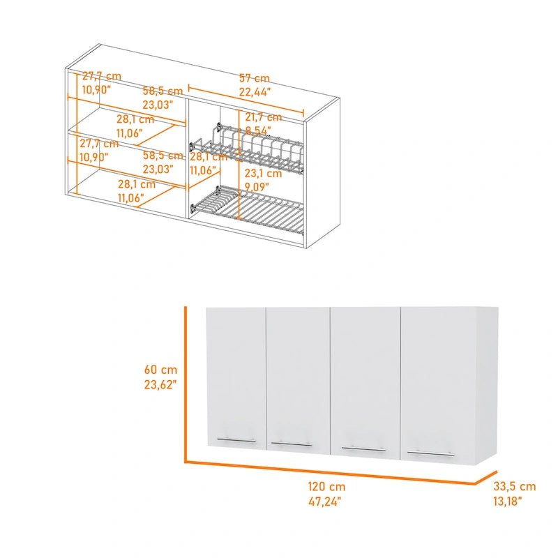 Meuble haut Sitka, deux compartiments spacieux
