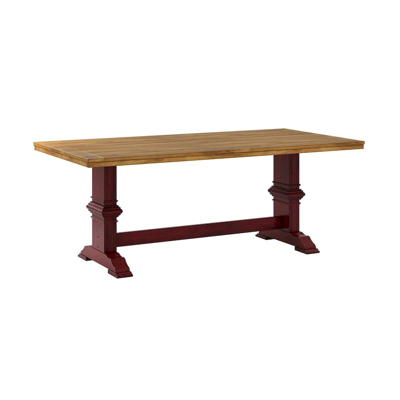 Table de salle à manger Eleanor avec plateau en bois massif bicolore