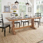 Table de salle à manger Eleanor avec plateau en bois massif bicolore