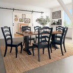 Table de salle à manger Eleanor avec plateau en bois massif bicolore