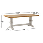 Table de salle à manger Eleanor avec plateau en bois massif bicolore
