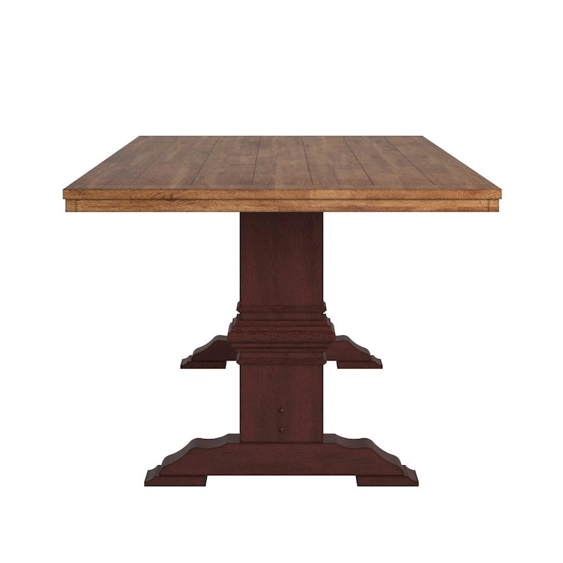 Table de salle à manger Eleanor avec plateau en bois massif bicolore
