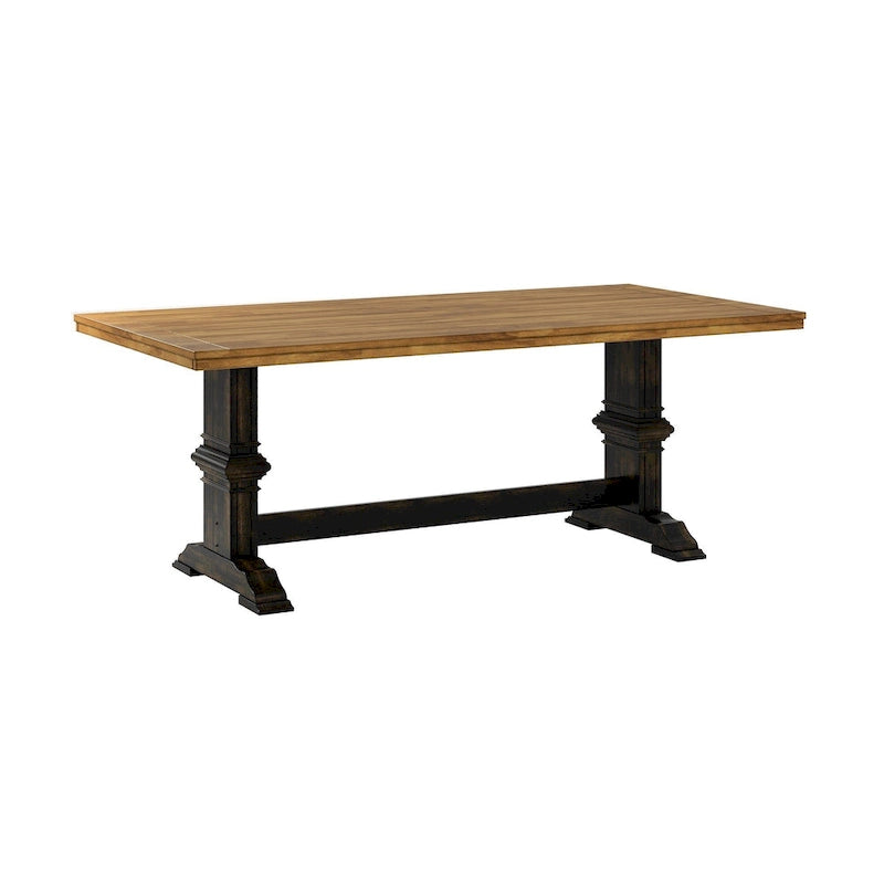 Table de salle à manger Eleanor avec plateau en bois massif bicolore
