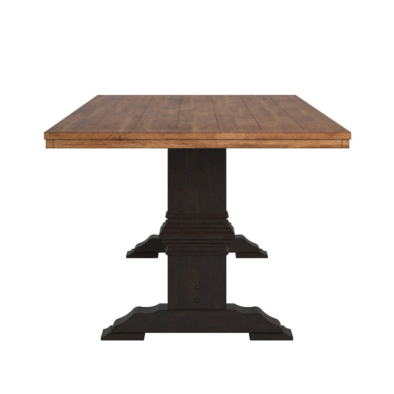 Table de salle à manger Eleanor avec plateau en bois massif bicolore