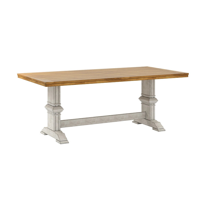 Table de salle à manger Eleanor avec plateau en bois massif bicolore
