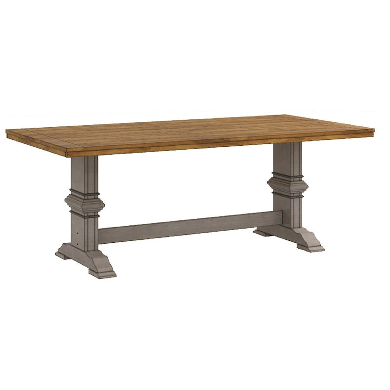 Table de salle à manger Eleanor avec plateau en bois massif bicolore