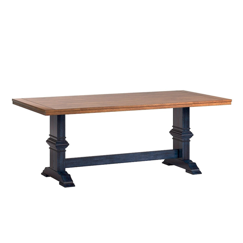 Table de salle à manger Eleanor avec plateau en bois massif bicolore