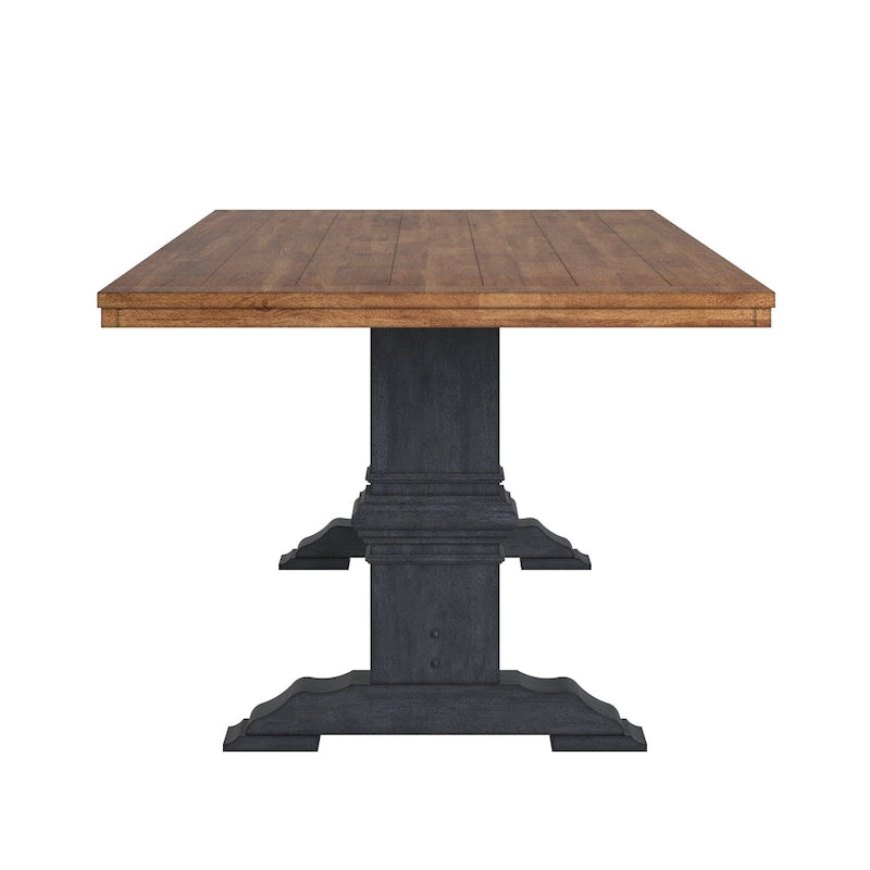 Table de salle à manger Eleanor avec plateau en bois massif bicolore