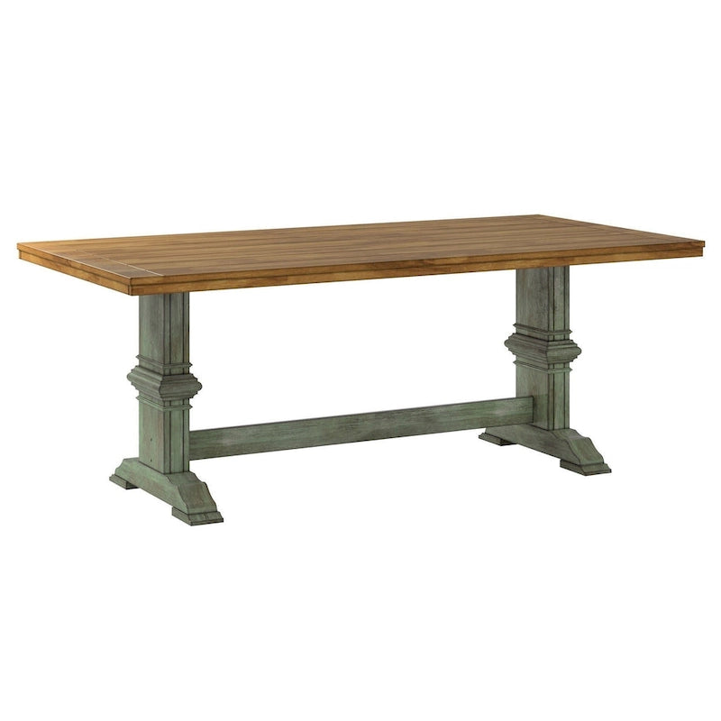 Table de salle à manger Eleanor avec plateau en bois massif bicolore