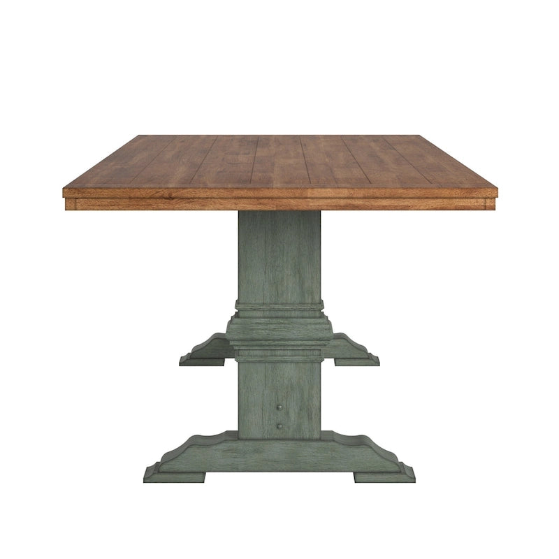 Table de salle à manger Eleanor avec plateau en bois massif bicolore