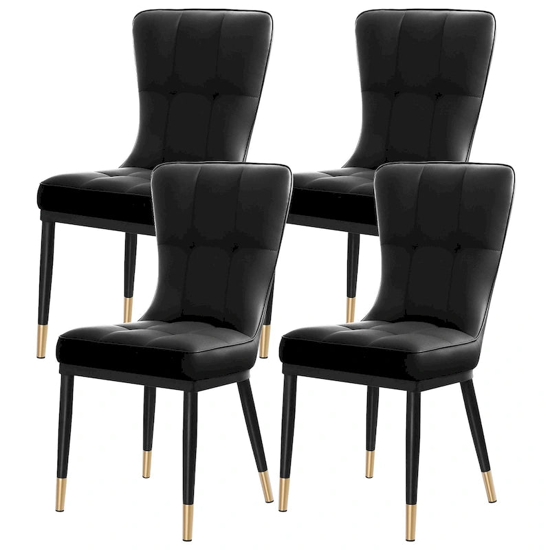 Lot de 4 chaises de salle à manger capitonnées en similicuir à motif à carreaux