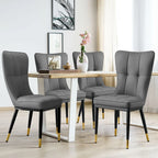 Lot de 4 chaises de salle à manger capitonnées en similicuir à motif à carreaux