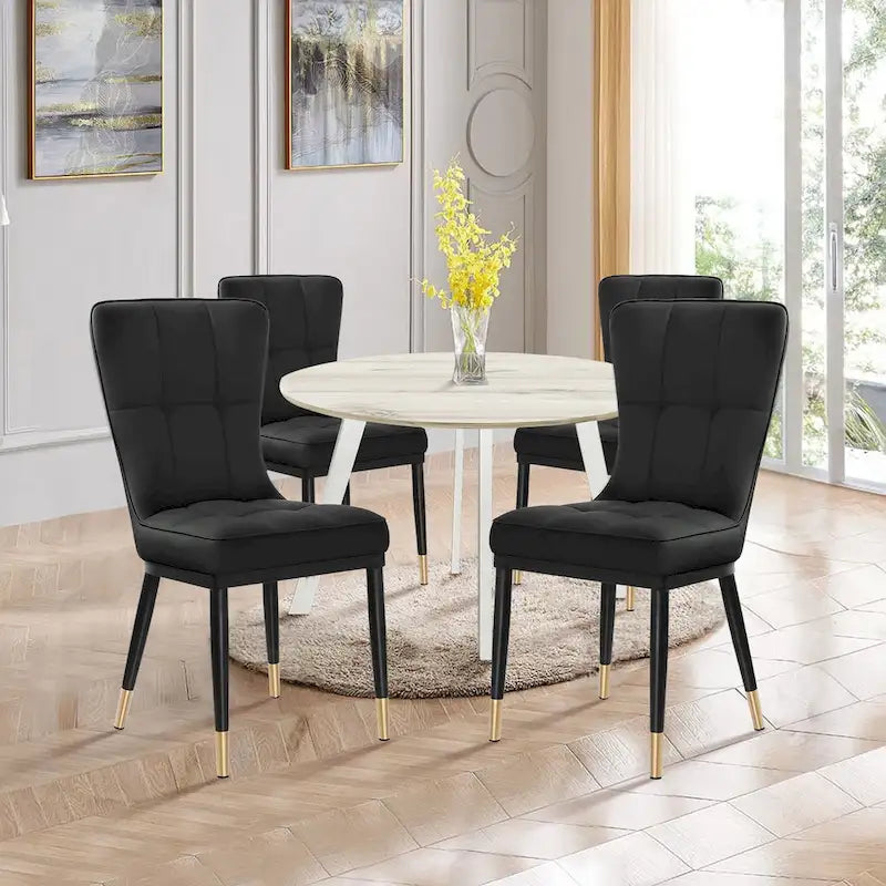 Lot de 4 chaises de salle à manger capitonnées en similicuir à motif à carreaux
