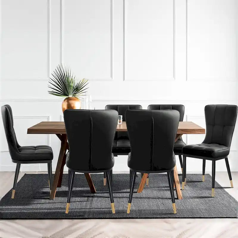 Lot de 4 chaises de salle à manger capitonnées en similicuir à motif à carreaux