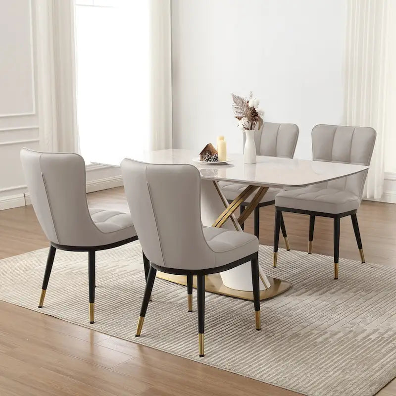 Lot de 4 chaises de salle à manger capitonnées en similicuir à motif à carreaux