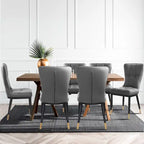 Lot de 4 chaises de salle à manger capitonnées en similicuir à motif à carreaux