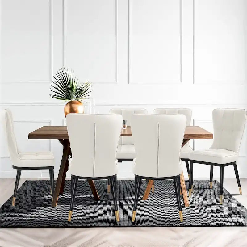 Lot de 4 chaises de salle à manger capitonnées en similicuir à motif à carreaux
