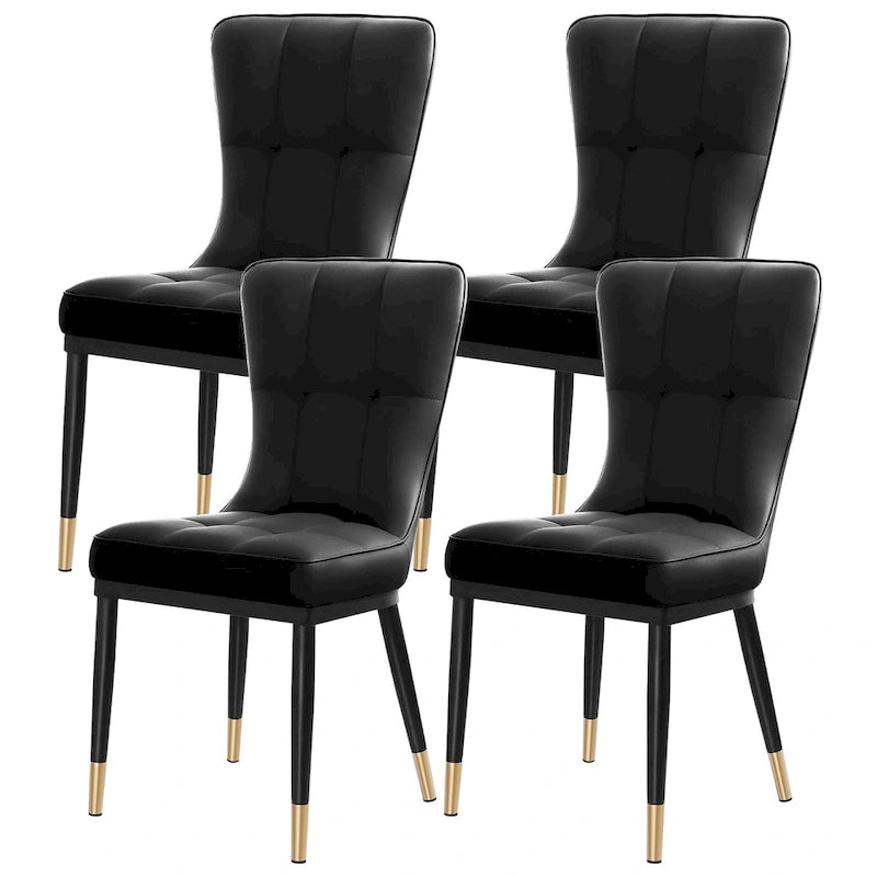 Lot de 4 chaises de salle à manger capitonnées en similicuir à motif à carreaux