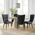 Lot de 4 chaises de salle à manger capitonnées en similicuir à motif à carreaux