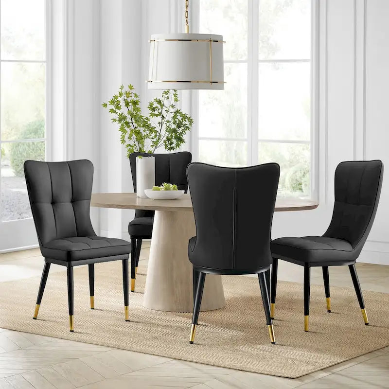 Lot de 4 chaises de salle à manger capitonnées en similicuir à motif à carreaux