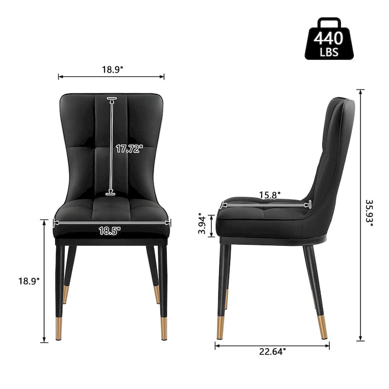 Lot de 4 chaises de salle à manger capitonnées en similicuir à motif à carreaux