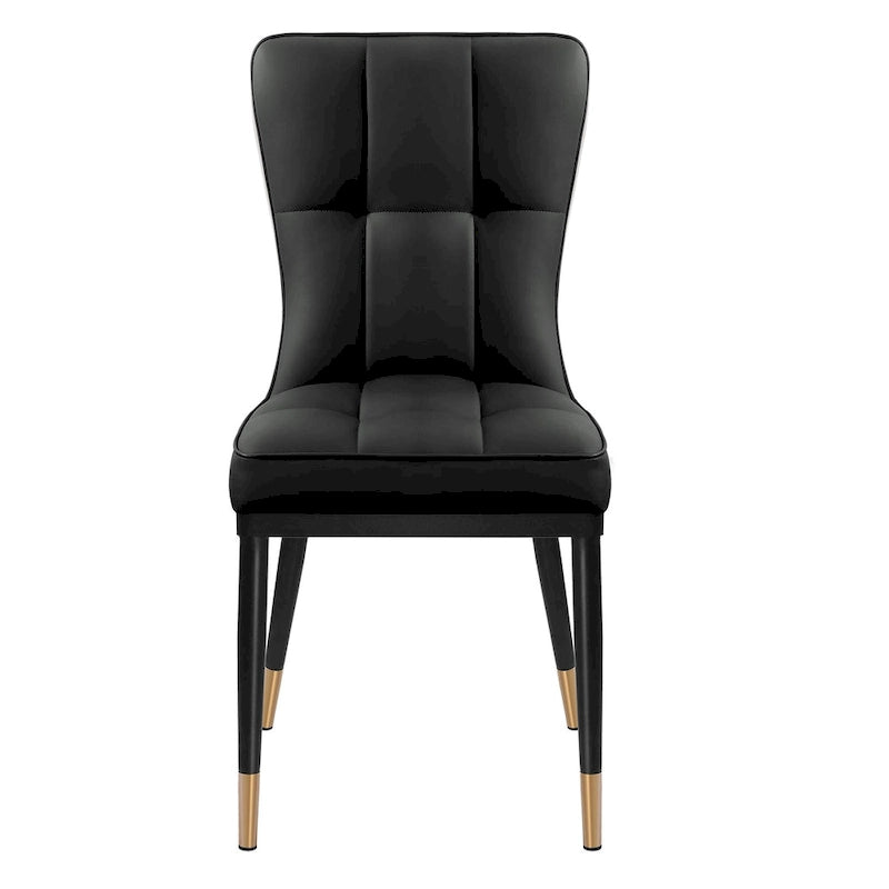 Lot de 4 chaises de salle à manger capitonnées en similicuir à motif à carreaux