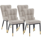 Lot de 4 chaises de salle à manger capitonnées en similicuir à motif à carreaux