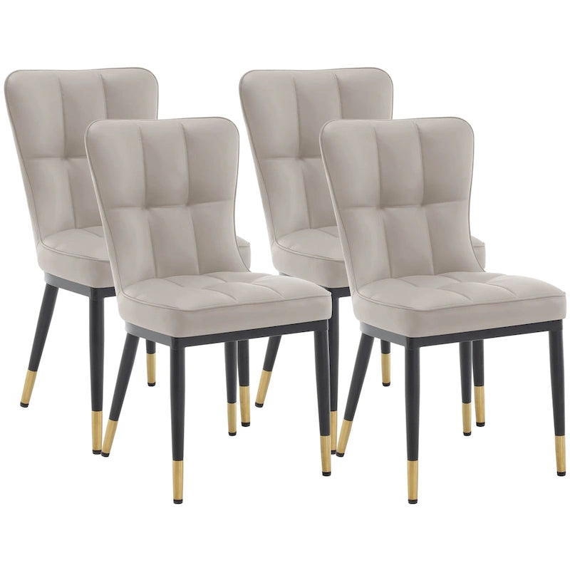 Lot de 4 chaises de salle à manger capitonnées en similicuir à motif à carreaux