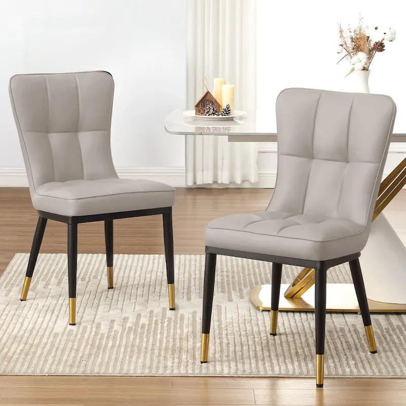 Lot de 4 chaises de salle à manger capitonnées en similicuir à motif à carreaux